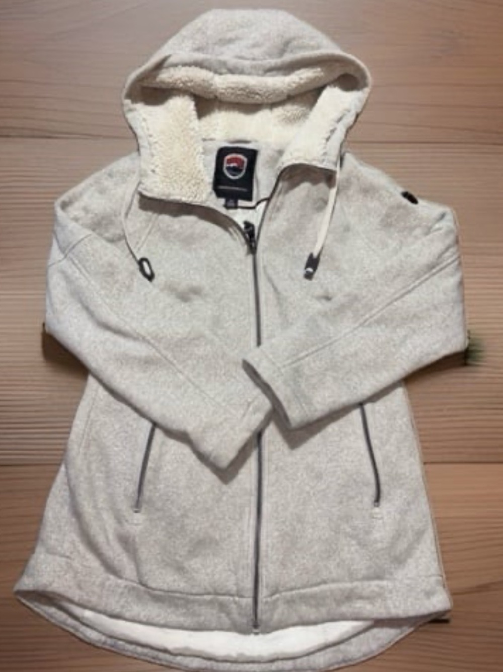 1 Madison Expedition women's cream-colored full-zip knit jacket, Women’s SM